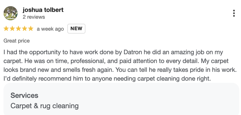 Review for the best carpet cleaning in town